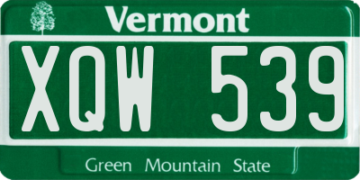 VT license plate XQW539