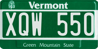 VT license plate XQW550