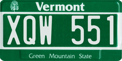VT license plate XQW551