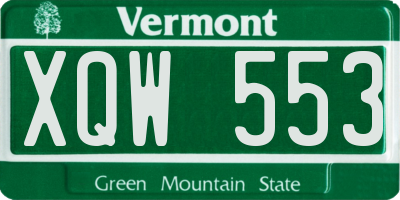 VT license plate XQW553