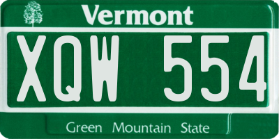 VT license plate XQW554