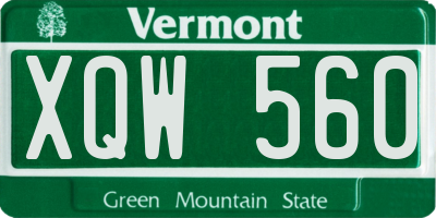 VT license plate XQW560