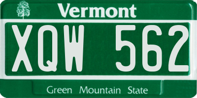 VT license plate XQW562