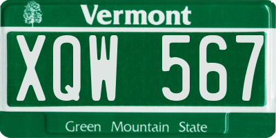 VT license plate XQW567
