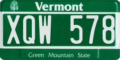 VT license plate XQW578
