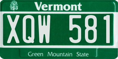 VT license plate XQW581