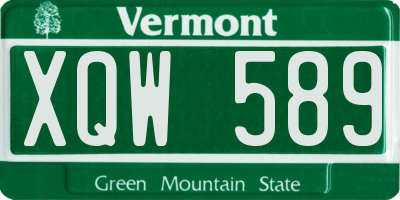 VT license plate XQW589