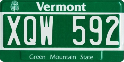 VT license plate XQW592