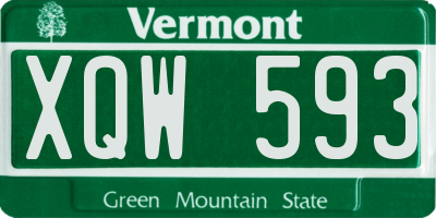 VT license plate XQW593
