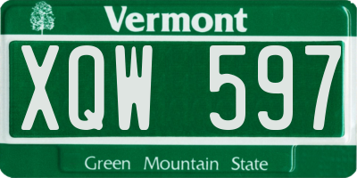 VT license plate XQW597