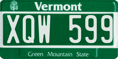 VT license plate XQW599