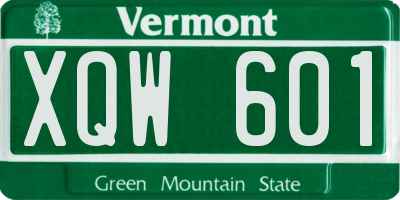 VT license plate XQW601
