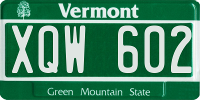 VT license plate XQW602