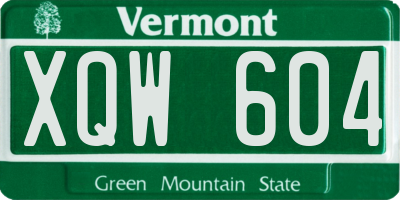 VT license plate XQW604