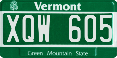 VT license plate XQW605