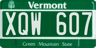 VT license plate XQW607