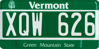 VT license plate XQW626