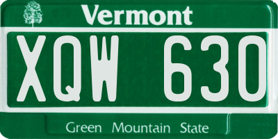 VT license plate XQW630