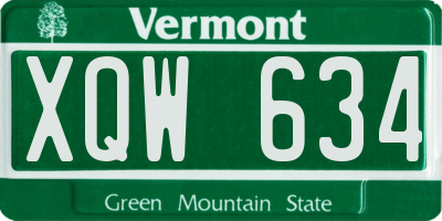 VT license plate XQW634