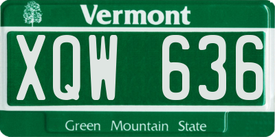 VT license plate XQW636
