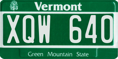 VT license plate XQW640