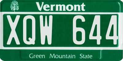 VT license plate XQW644
