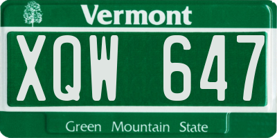 VT license plate XQW647