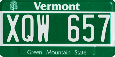 VT license plate XQW657