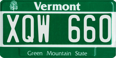 VT license plate XQW660