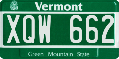 VT license plate XQW662