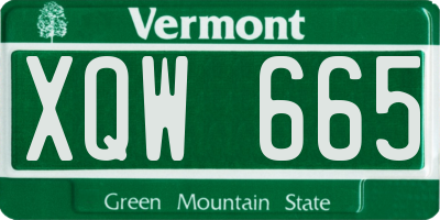 VT license plate XQW665