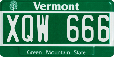 VT license plate XQW666