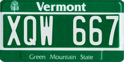 VT license plate XQW667