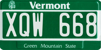 VT license plate XQW668