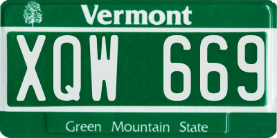 VT license plate XQW669