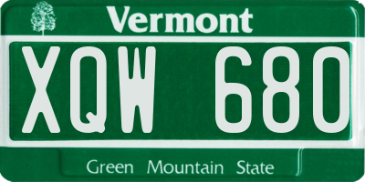 VT license plate XQW680