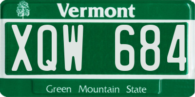 VT license plate XQW684