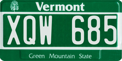 VT license plate XQW685