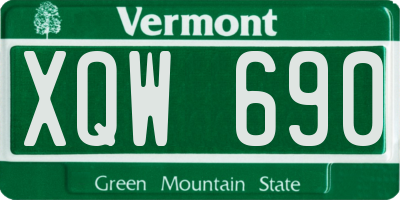 VT license plate XQW690