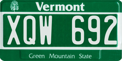 VT license plate XQW692