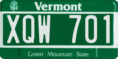 VT license plate XQW701