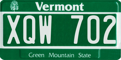 VT license plate XQW702