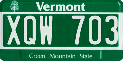 VT license plate XQW703
