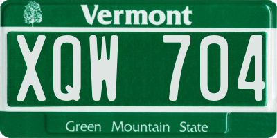 VT license plate XQW704