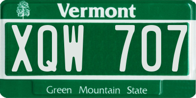 VT license plate XQW707