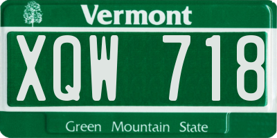 VT license plate XQW718