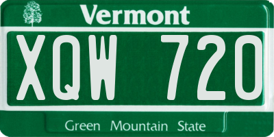 VT license plate XQW720