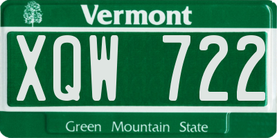 VT license plate XQW722
