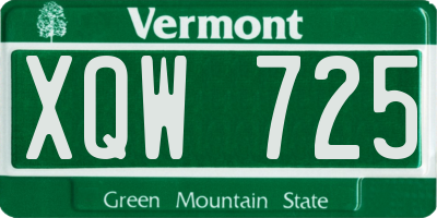 VT license plate XQW725