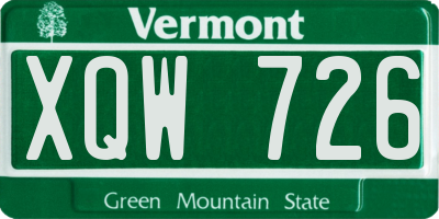 VT license plate XQW726